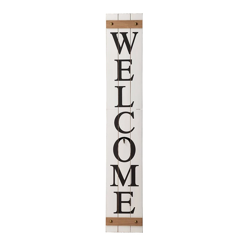 Glitzhome® 5ft. White Welcome Wood Porch Sign with 4 Changeable Wreaths