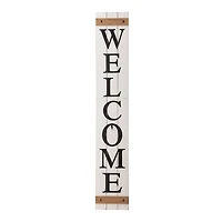 Glitzhome® 5ft. White Welcome Wood Porch Sign with 4 Changeable Wreaths