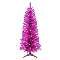 4.5ft. Pre-Lit Purple Tinsel Artificial Christmas Tree, Clear Lights