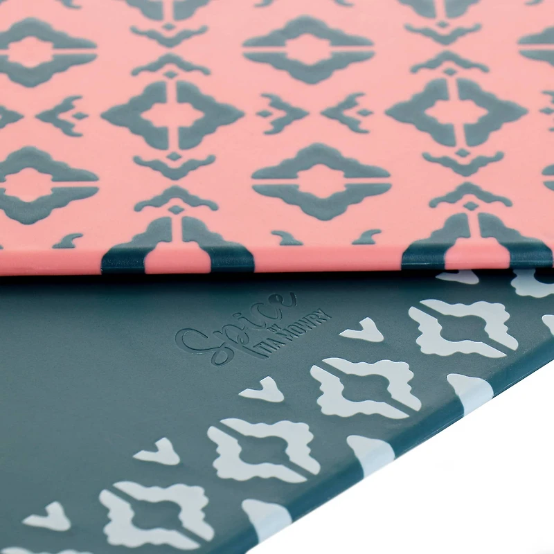 Spice by Tia Mowry Savory Saffron Blue & Pink 10 Piece Knife and Cutting Board Cutlery Set