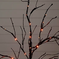 3ft. Pre-Lit Halloween Black Twig Artificial Tree with 80 Orange & Purple LED Lights
