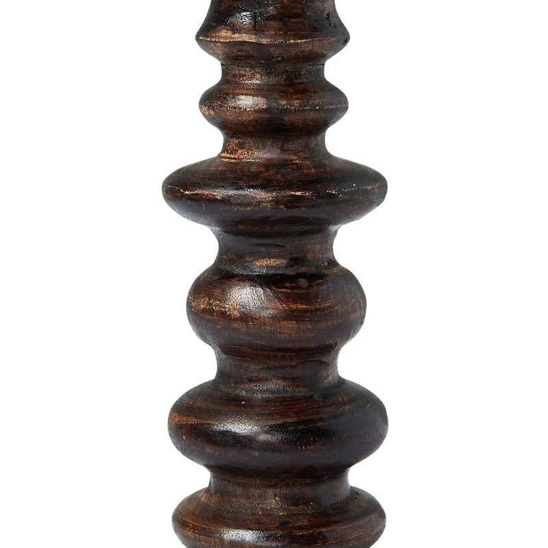 Hello Honey® 9" Natural Carved Wood Pillar Candle Holder