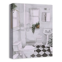 Black And White Bathroom 12" x 16" Canvas Wall Art