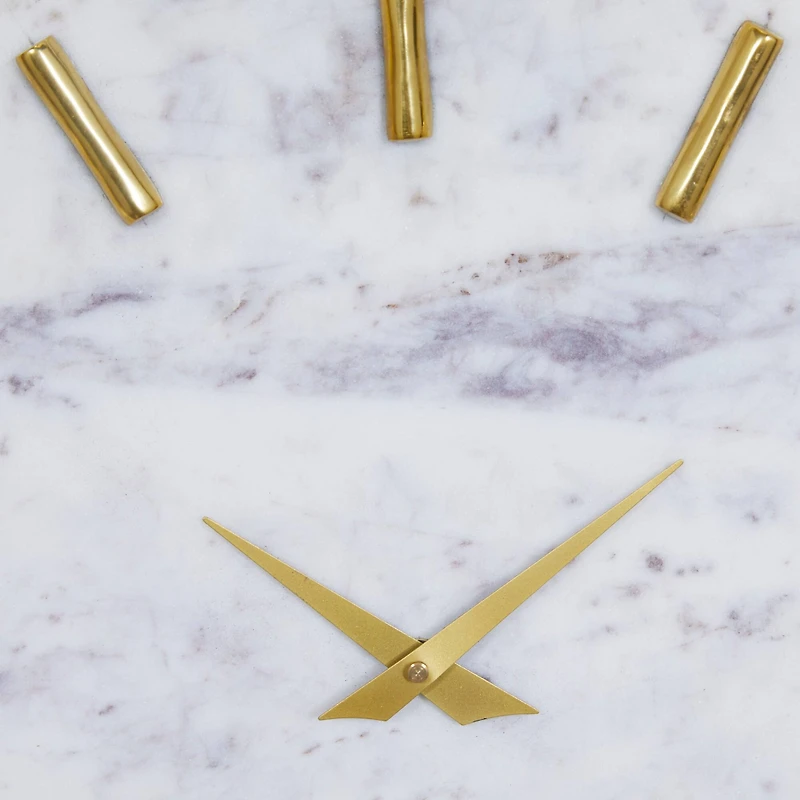 CosmoLiving by Cosmopolitan White Marble Contemporary Wall Clock, 15" x 15" x 1"