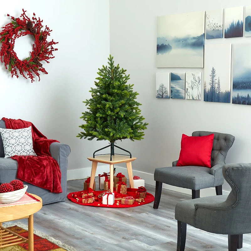 4ft. Pre-Lit North Carolina Fir Artificial Christmas Tree, Clear LED Lights