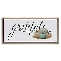 Stupell Industries Grateful with Pumpkins Floater Framed Art