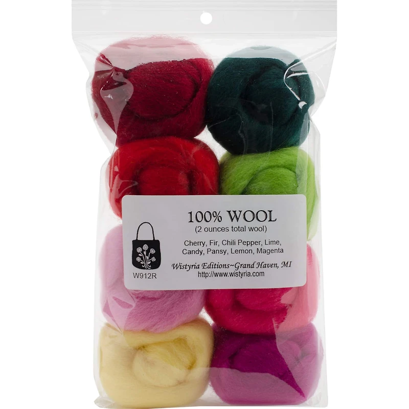 Wistyria Editions Zinnias Wool Roving Rolls, 2oz.