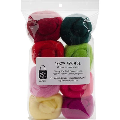Wistyria Editions Zinnias Wool Roving Rolls, 2oz.