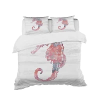 Designart 'Pink seahorses Ocean Life' Coastal Bedding Set