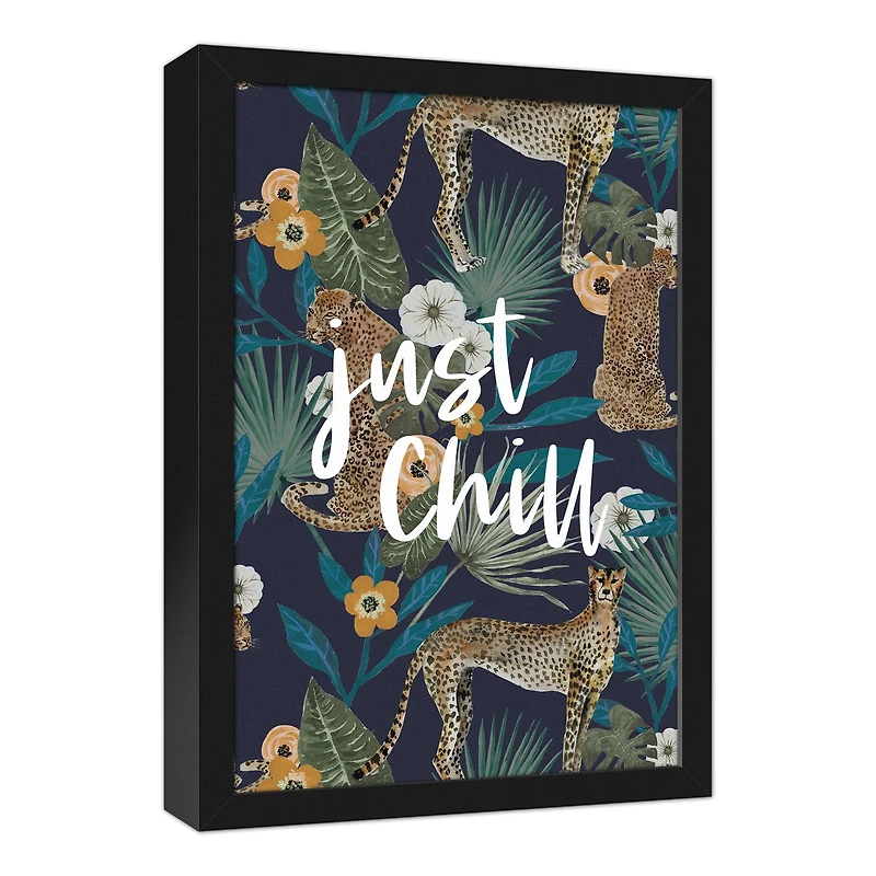Just Chill Tropical Cheetah Black Framed Canvas Art