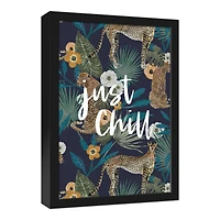 Just Chill Tropical Cheetah Black Framed Canvas Art