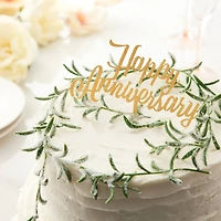 12 Pack: Gold Glitter Happy Anniversary Cake Topper by Celebrate It™