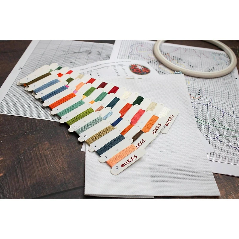 Luca-S Composition with Poppies Counted Cross Stitch Kit with Display Hoop