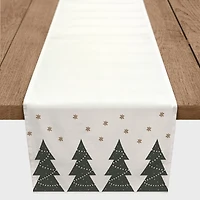 72" Christmas Tree Snow Twill Table Runner