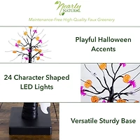 18in. Pre-Lit Artificial Halloween Ghost, Bats & Pumpkins 24 LED Lighted Ornament Tree