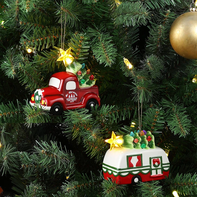 2ct. Ceramic Retro Vehicle Ornaments