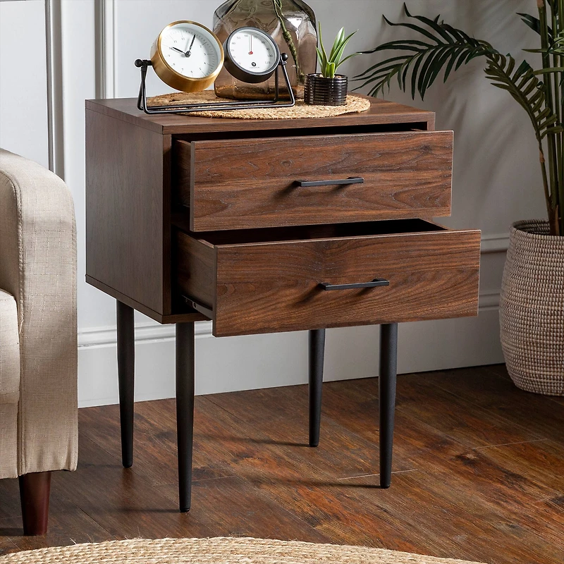 Walker Edison Dark Walnut Modern Nightstand