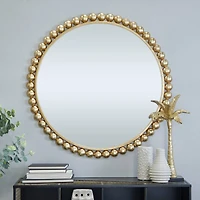 CosmoLiving by Cosmopolitan Gold Metal Wall Mirror with Bead Detailing 36" x 1" x 36"