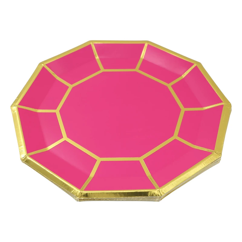 9" Pink & Gold Ten-Sided Paper Plates, 12ct. by Ashland®