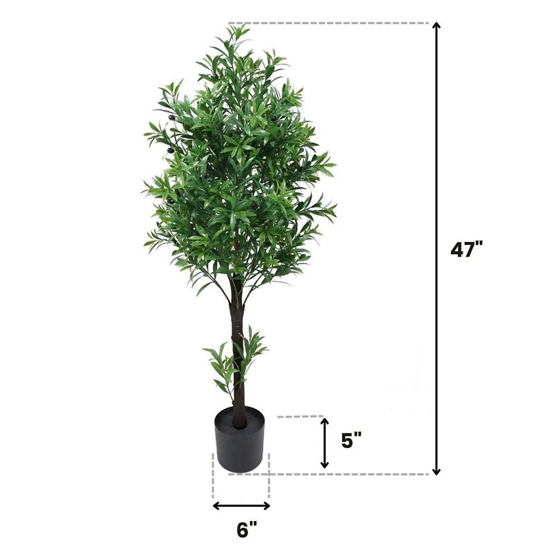 GreenSmart Dekor 4ft. Artificial Olive Tree Plant in Black Pot