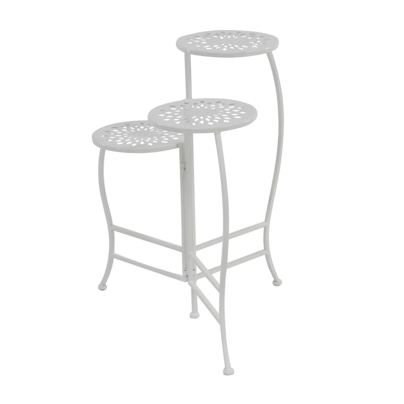 White Metal Traditional Plantstand Set