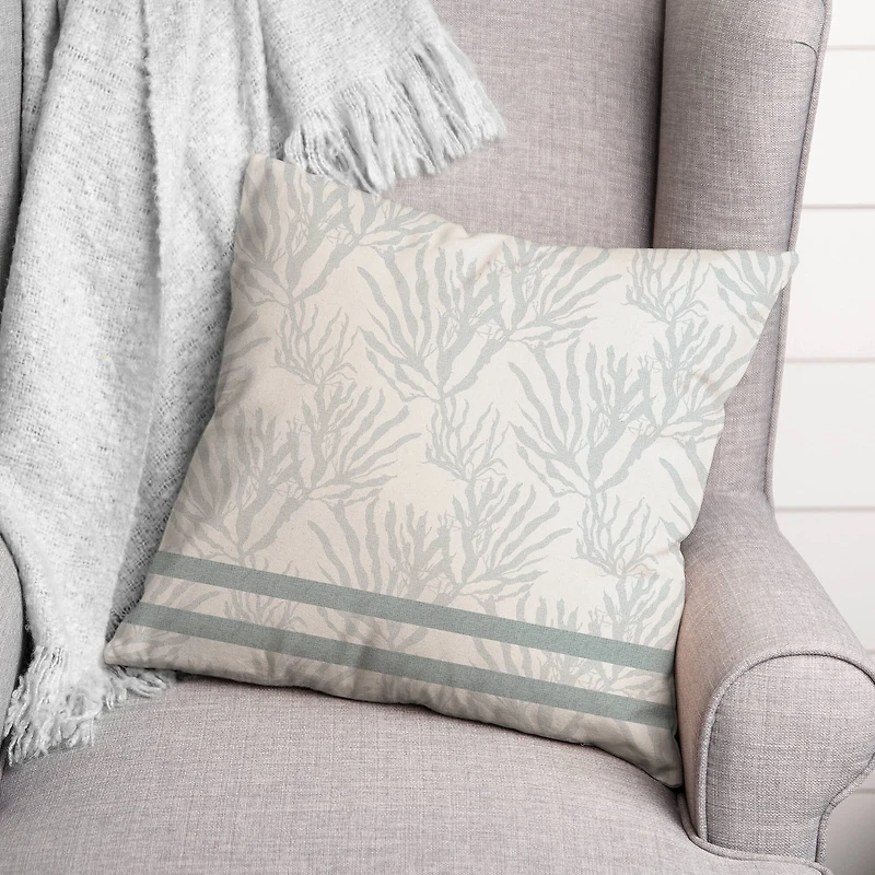 Coral & Double Stripe Throw Pillow