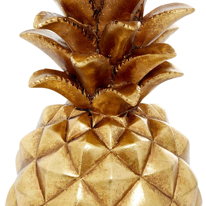 Gold Polystone Traditional Decorative Pineapple , 18" x 7" x 7"