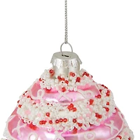 4" Pink & White Cupcake with Sprinkles Glass Ornament