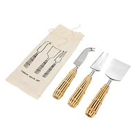 Hello Honey® Stainless Steel Charcuterie Knife Set with Rattan Wrapped Handles