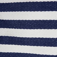 DII® Small French Blue & White Round Herringbone Striped PE-Coated Cotton Laundry Bins, 2ct.