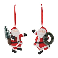 Santa with Pine Accent Clay Dough Ornaments Set