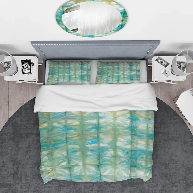 Designart 'Blue diamonds minimal geometric I' Geometric Bedding Set