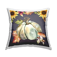 Stupell Industries Autumnal Sunflowers Woodland Mushrooms Decorative Printed Throw Pillow