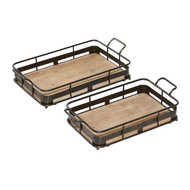 Brown Metal Industrial Tray Set