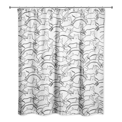 Leaping Cat Pattern II 71" x 74" Shower Curtain