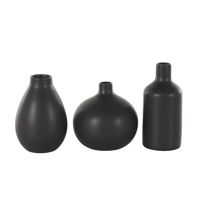 Black Minimal Ceramic Vase Set