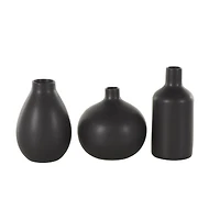 Black Minimal Ceramic Vase Set