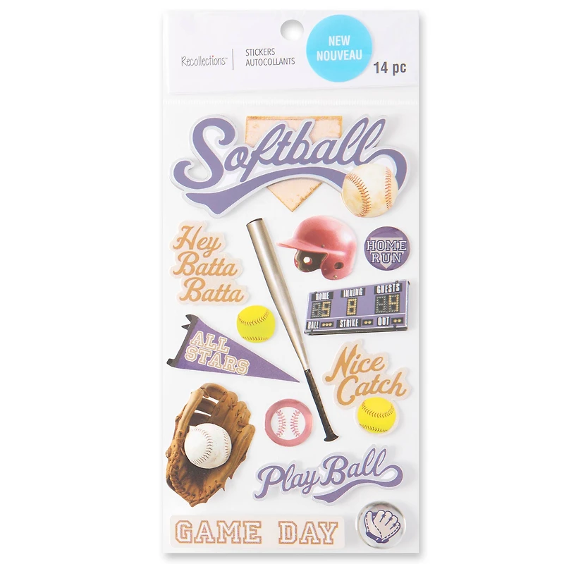 Softball Dimensional Stickers by Recollections™