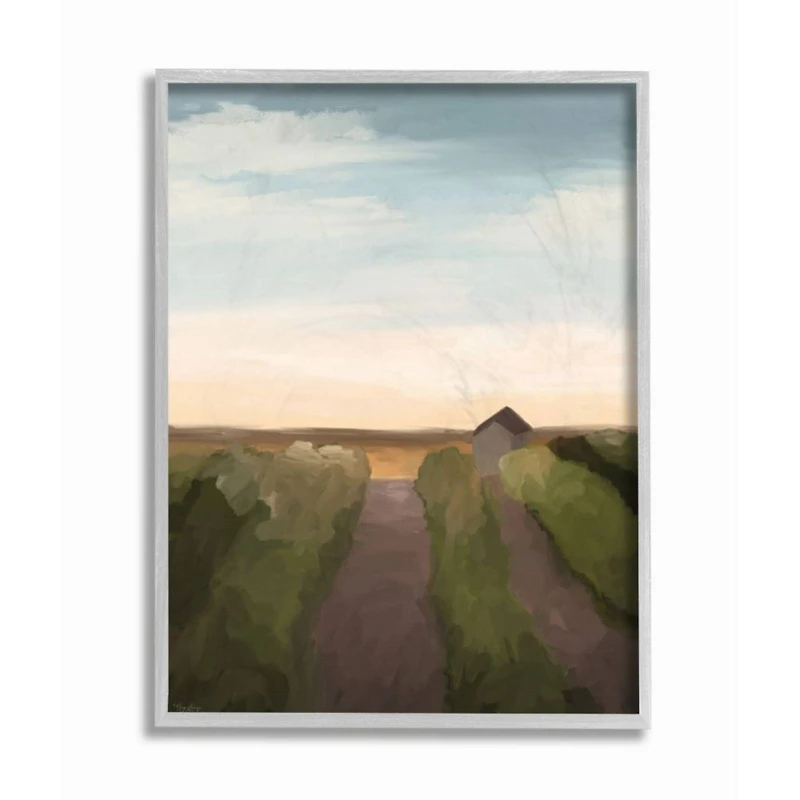 Stupell Industries Vineyard Landscape Wall Art in Gray Frame