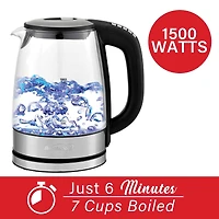 Brentwood 1.79qt. Cordless Digital Glass Electric Kettle with 6 Precise Temperature Presets and Swivel Base