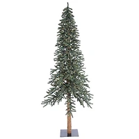8ft. Pre-Lit Natural Bark Alpine Artificial Christmas Tree, White LED Lights