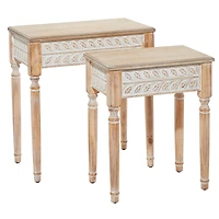 Whitewashed Wood Farmhouse Accent Table Set