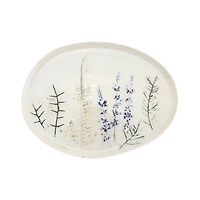 Hello Honey® 14" Floral Reactive Crackle Glaze Debossed Stoneware Platter