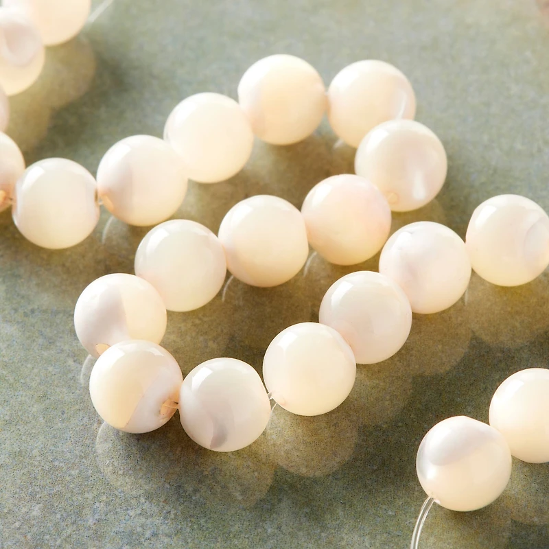 7mm Light Pink Mother of Pearl Round Beads by Bead Landing™