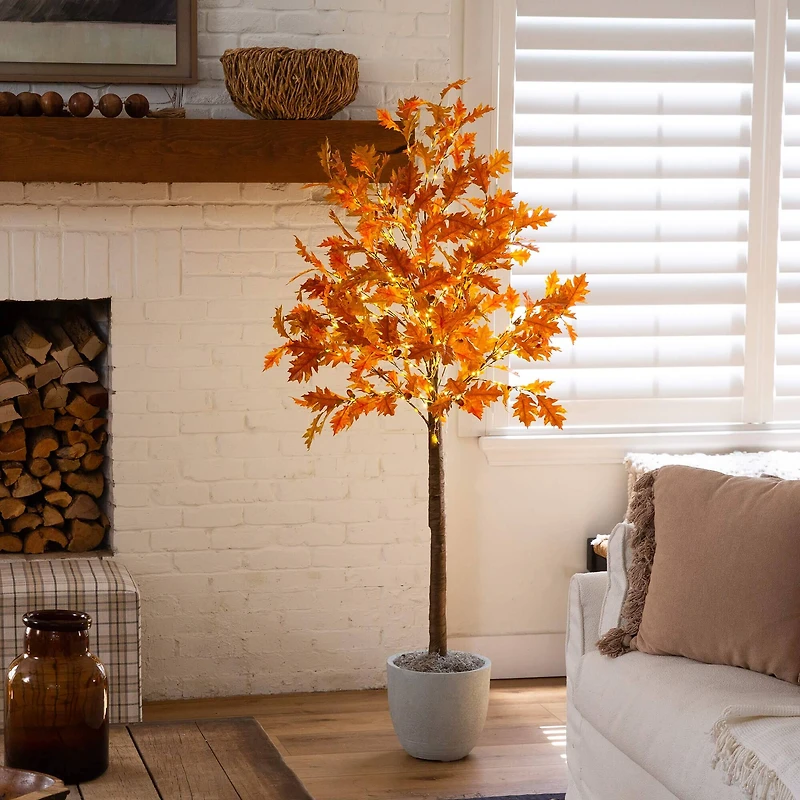 6ft. Pre-Lit Burnt Orange Autumn Maple Artificial Fall Tree with 300 Warm White LED Lights