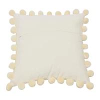 20'' Square Quilted Cotton Pillow Cover with Pom Pom Trim