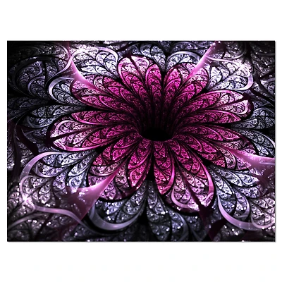 Designart - Dark Purple Fractal Flower Digital Art