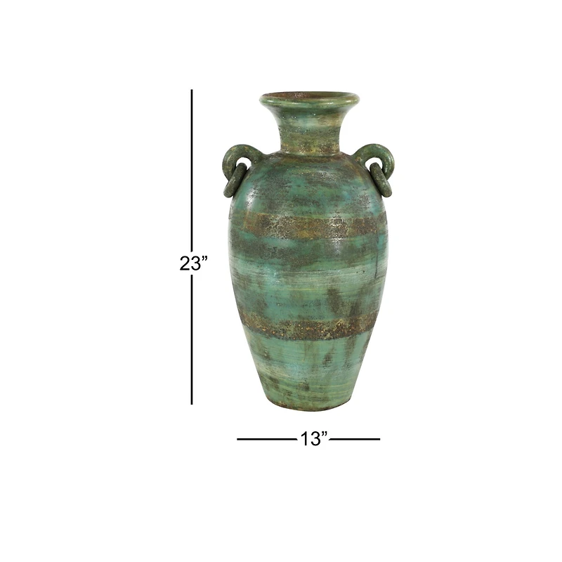 23" Green Ceramic Rustic Vase