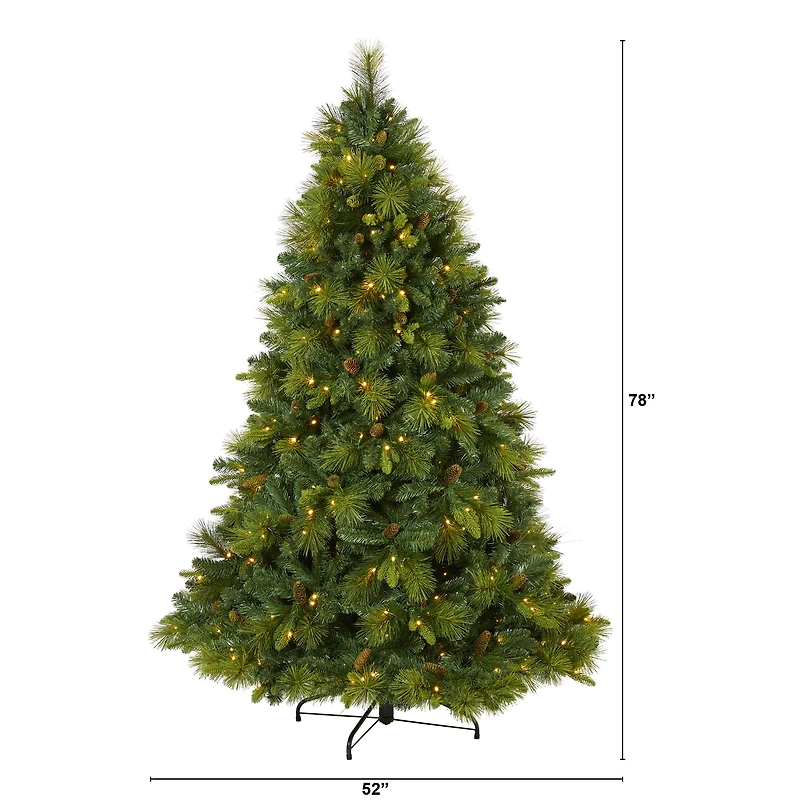 6.5ft. Pre-Lit North Carolina Mixed Pine Artificial Christmas Tree, Warm White LED Lights