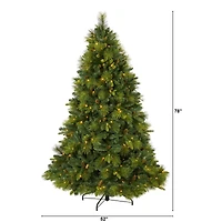 6.5ft. Pre-Lit North Carolina Mixed Pine Artificial Christmas Tree, Warm White LED Lights
